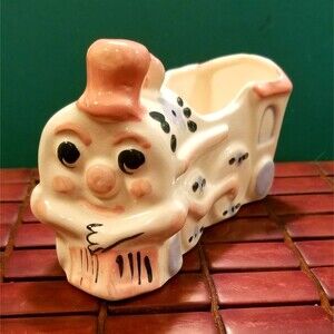 Vintage Ceramic Train Vase Planter Hand-Painted 7"x4"x3" Made In Japan